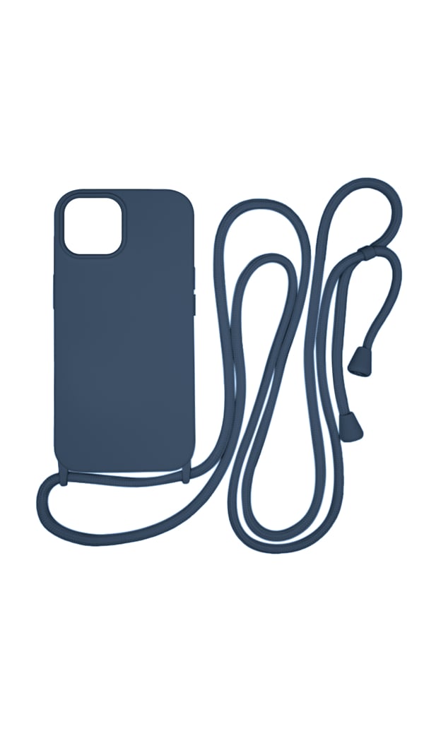 Vivid CrossBody Back Cover Σιλικόνης / Πλαστικό με Λουράκι Navy Μπλε (iPhone 15)