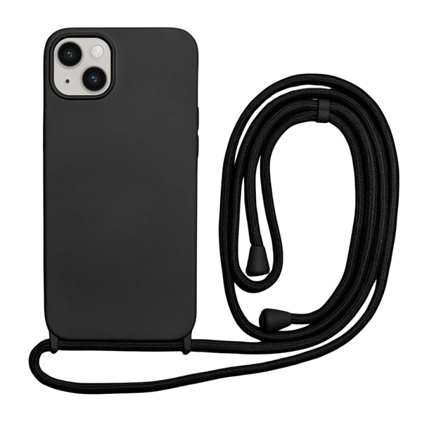 Vivid Cover Lace Back Cover Σιλικόνης με Λουράκι Μαύρο (iPhone 14 Plus)