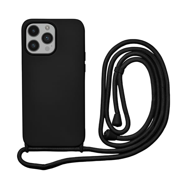 Vivid Cover Lace Back Cover Σιλικόνης με Λουράκι Μαύρο (iPhone 14 Pro Max)