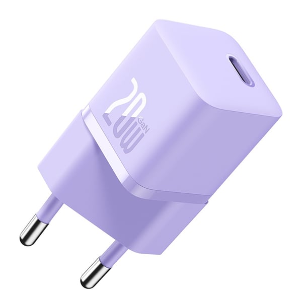 Baseus Φορτιστής Χωρίς Καλώδιο GaN με Θύρα USB-C 20W Power Delivery / Quick Charge 5.0 Μωβ (Gan5)
