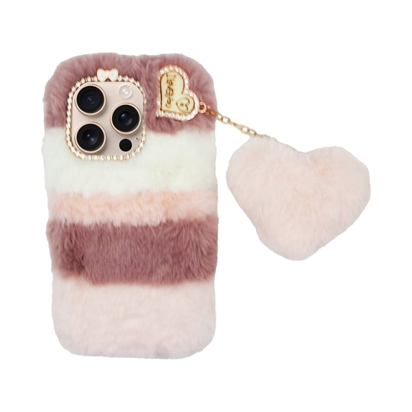 Vivid Fluffy Plush Caseβ Heart-shaped Chain Apple Iphone 16 Pro Pink 5213015676237
