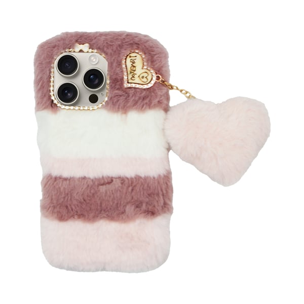 Vivid Fluffy Plush Caseβ Heart-shaped Chain Apple Iphone 16 Pro Max Pink 5213015676244