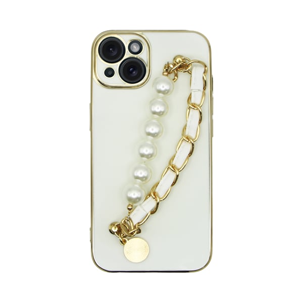 Vivid Pearl Chain Holder Back Cover Σιλικόνης / Πλαστικό Λευκό (iPhone 15)