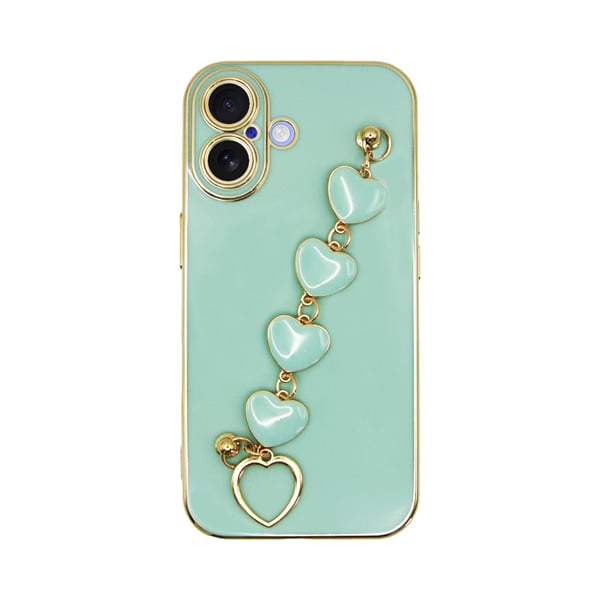 Vivid Slim Case Heart Chain Hand Strap Apple Iphone 16 Green 5213015676534
