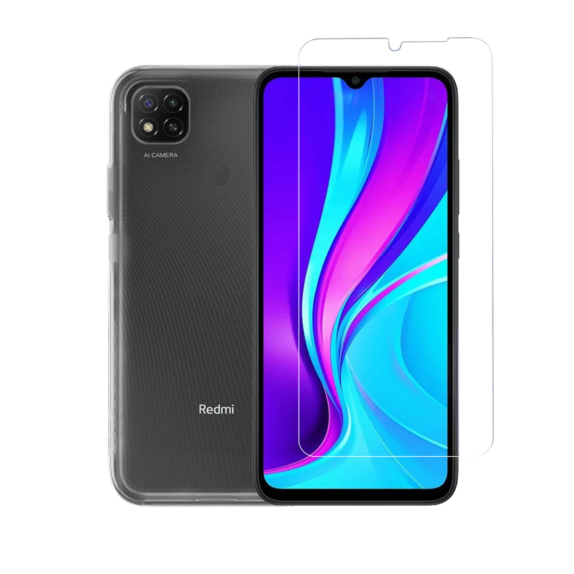 Vivid Back Cover Σιλικόνης Σετ με Τζαμάκι Διάφανο (Redmi 9C)