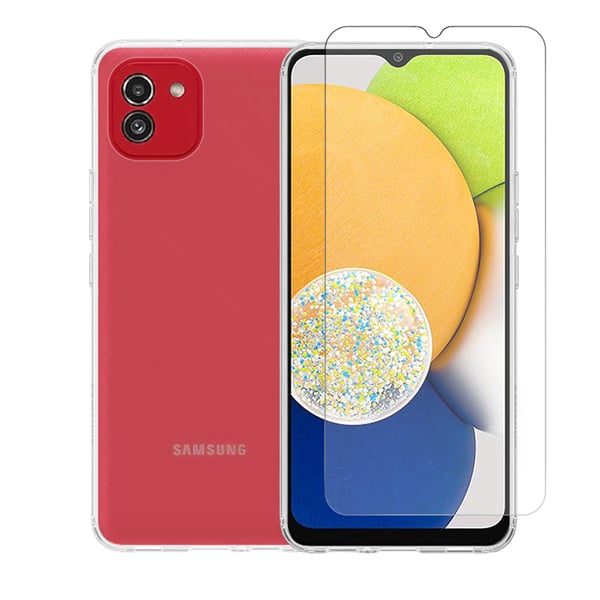 Vivid Back Cover Σιλικόνης Σετ με Τζαμάκι Διάφανο (Galaxy A03)