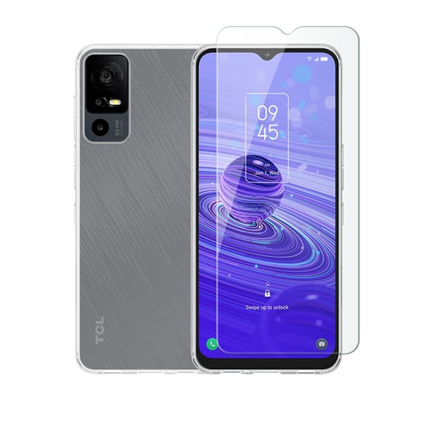 Vivid Set Back Cover Σιλικόνης / Tempered Glass Σετ με Τζαμάκι Διάφανο (TCL 40R)