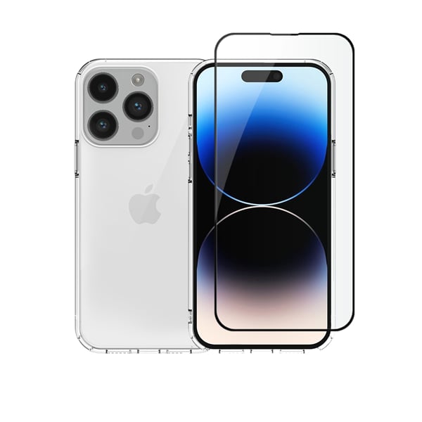 Vivid Back Cover Σιλικόνης Σετ με Τζαμάκι Διάφανο (iPhone 14 Pro)