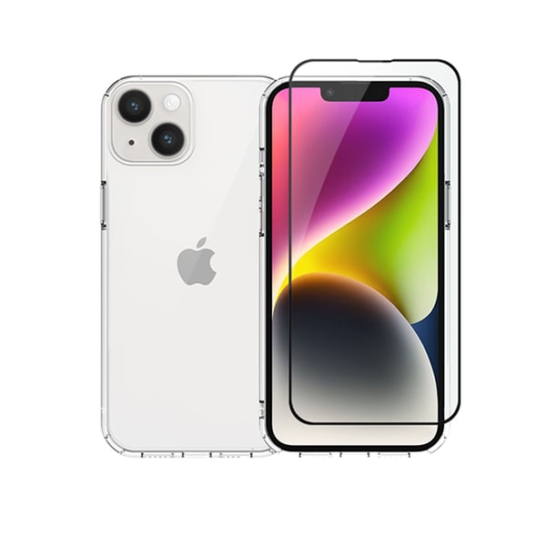 Vivid Set Back Cover Σιλικόνης / Tempered Glass Σετ με Τζαμάκι Μαύρο (iPhone 15 Plus)