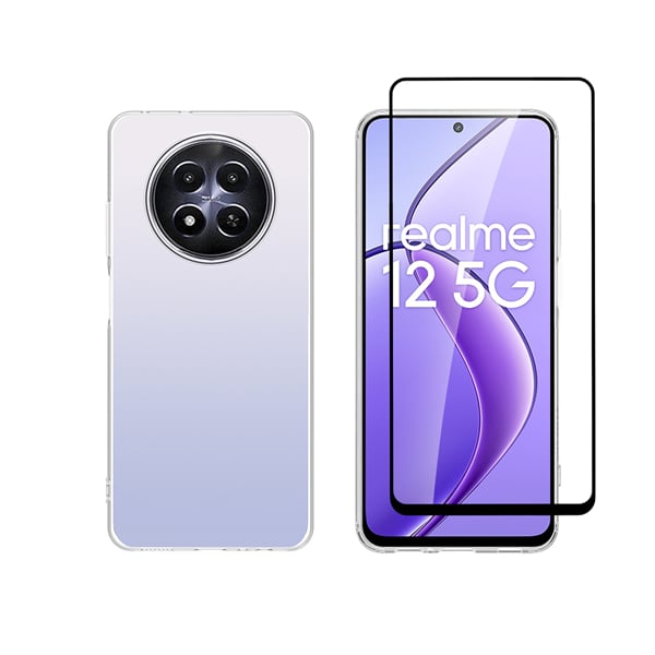 Vivid Set Gelly Back Cover Tempered Glass / Σιλικόνης Σετ με Τζαμάκι Διάφανο (Realme 12)