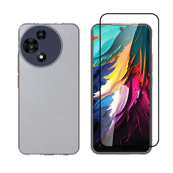 Vivid Set Gelly Back Cover Tempered Glass / Σιλικόνης Σετ με Τζαμάκι Μαύρο (TCL 60R 5G)