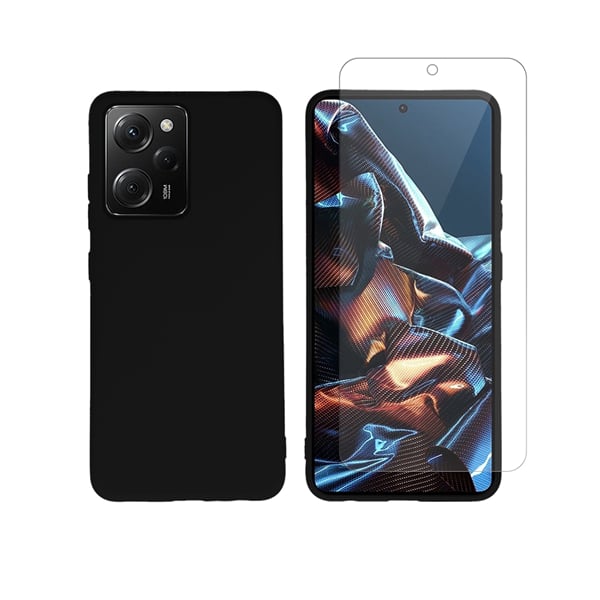 Vivid Back Cover Σιλικόνης Σετ με Τζαμάκι Μαύρο (Poco X5 Pro)