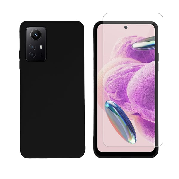 Vivid Set Back Cover Σιλικόνης / Tempered Glass Σετ με Τζαμάκι Μαύρο (Redmi Note 12S)