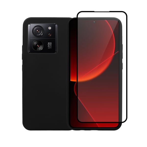 Vivid Set Back Cover Σιλικόνης Σετ με Τζαμάκι Μαύρο (Xiaomi 13T / 13T Pro)