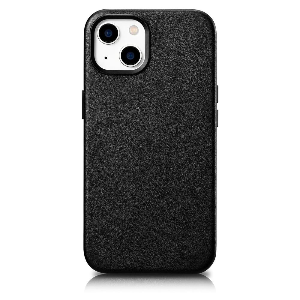 iCarer Genuine Leather Back Cover Δερμάτινο Μαύρο (iPhone 14 Plus)