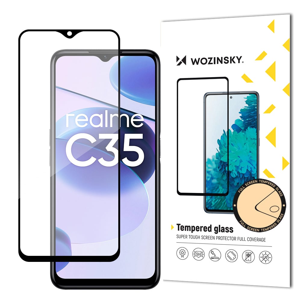 Wozinsky Case Friendly Full Glue Full Face Tempered Glass Μαύρο (Realme C35)