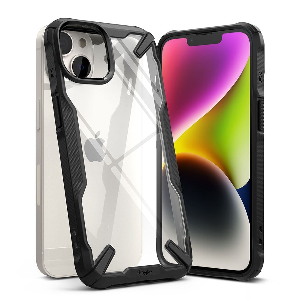 Ringke Fusion X Back Cover Πλαστικό / Σιλικόνης 2mm με Λουράκι Μαύρο (iPhone 14 Plus)