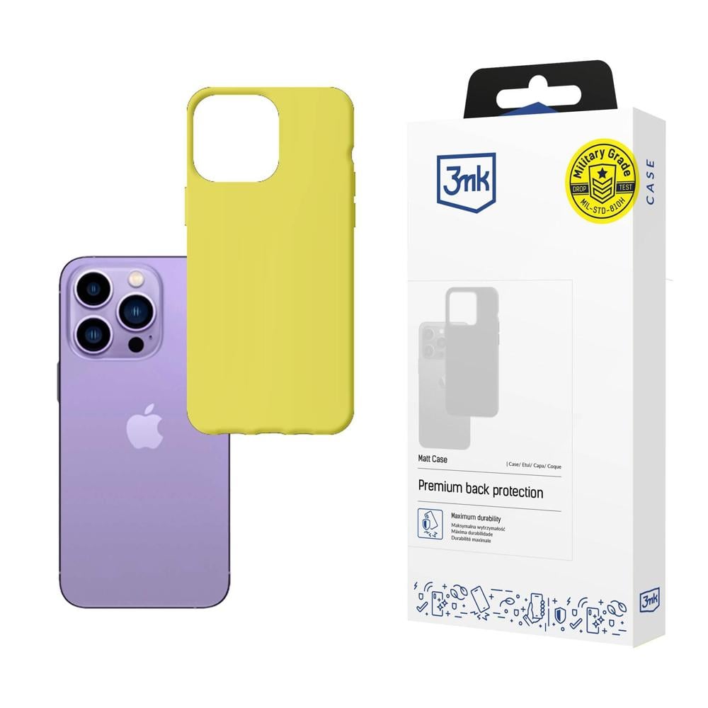 3MK Matt Back Cover Σιλικόνης 1.2mm Κίτρινο (iPhone 14 Pro)
