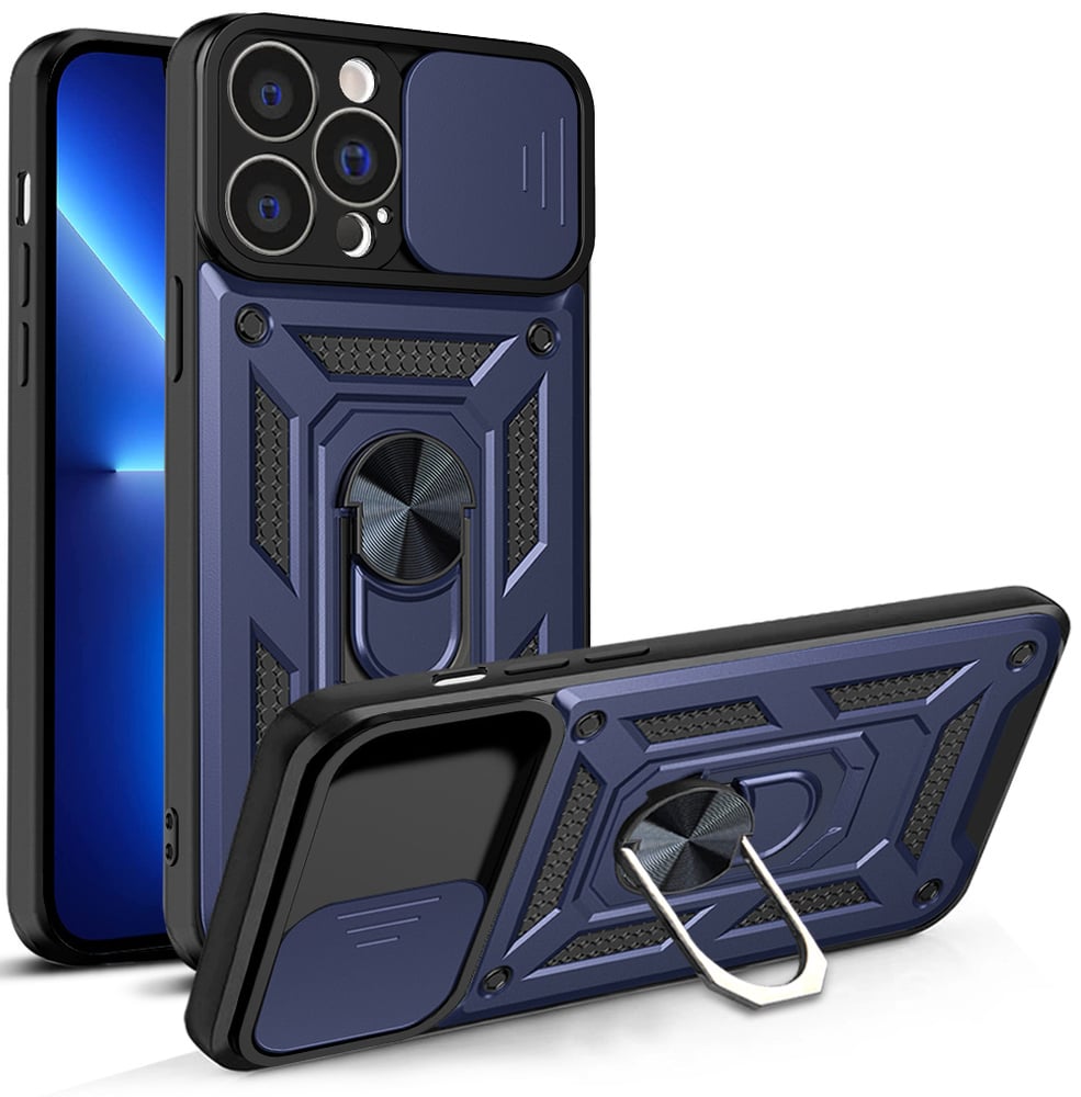 Hurtel Hybrid Armor Camshield Back Cover Πλαστικό / Σιλικόνης Navy Μπλε (iPhone 13 Pro)