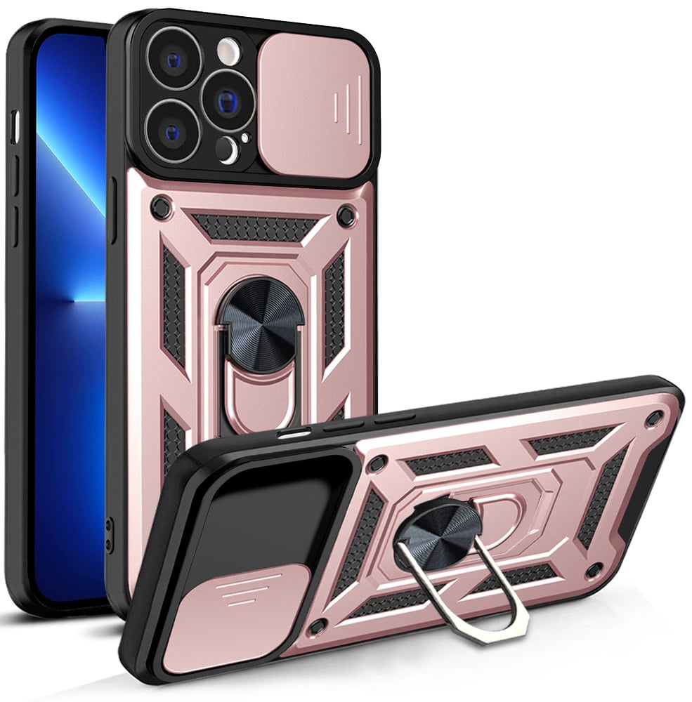 Hurtel Hybrid Armor Camshield Back Cover Πλαστικό / Σιλικόνης Ροζ (iPhone 13 Pro)