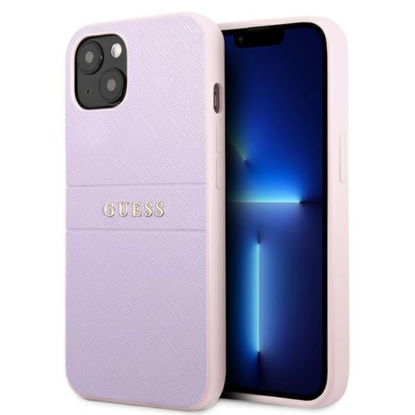 Guess Saffiano Hot Stamp Metal Logo Back Cover Πλαστικό Μωβ (iPhone 13 mini)