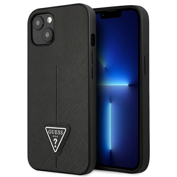 Guess Saffiano Triangle Logo Back Cover Πλαστικό Μαύρο (iPhone 13 mini)