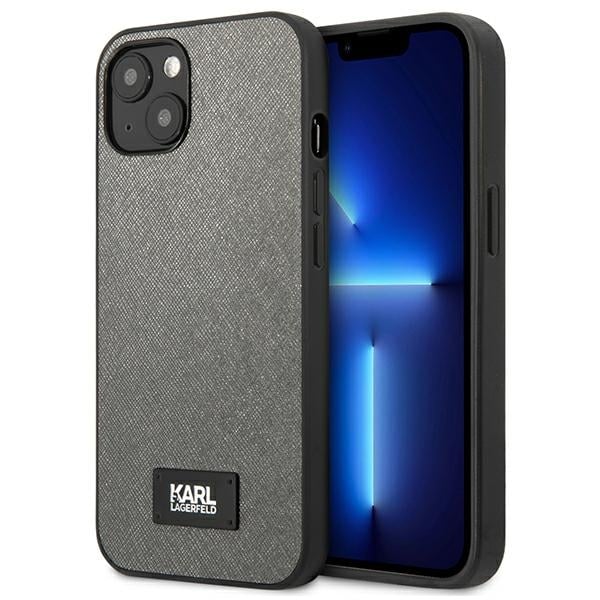 Karl Lagerfeld Saffiano Plaque Back Cover Πλαστικό Γκρι (iPhone 13 mini)
