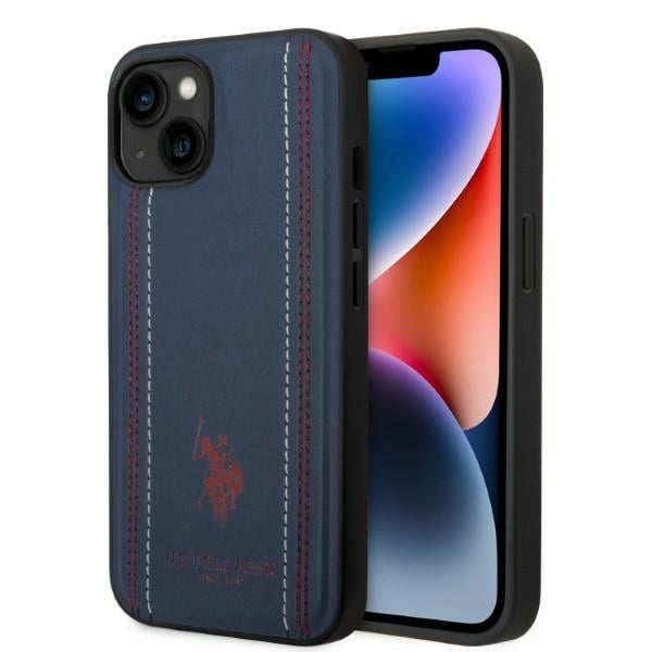 U.S. Polo Assn. Leather Stitch Back Cover Δερματίνης / Σιλικόνης Navy Μπλε (iPhone 14 Plus)