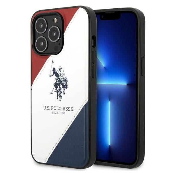 U.S. Polo Assn. Tricolor Embossed Back Cover Δερματίνης / Σιλικόνης Κόκκινο / Λευκό / Μπλε (iPhone 14 Pro Max)