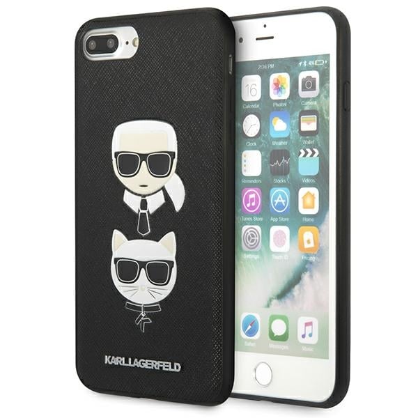 Karl Lagerfeld Ikonik Karl&Choupette Head Back Cover Δερματίνης / Πλαστικό / Σιλικόνης Μαύρο (iPhone 8 Plus / 7 Plus)