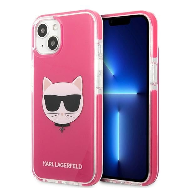Karl Lagerfeld Choupette Head Back Cover Πλαστικό / Σιλικόνης Φούξια (iPhone 13 mini)