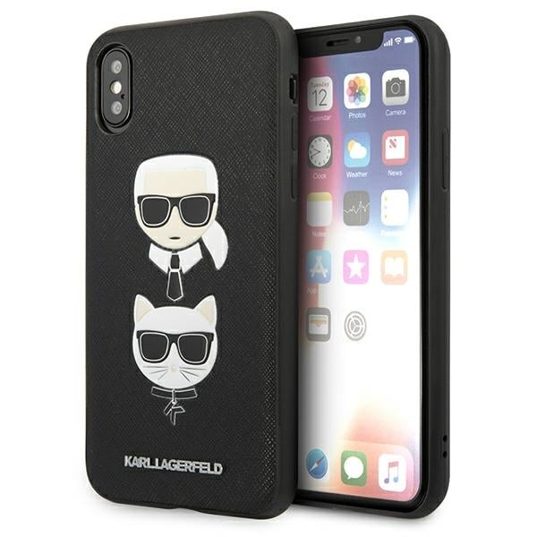 Karl Lagerfeld Saffiano Ikonik Karl&Choupette Head Back Cover Πλαστικό Μαύρο (iPhone X / Xs)