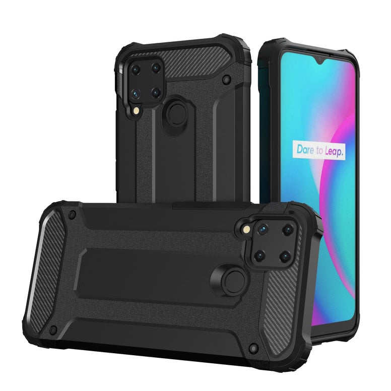 Hurtel Hybrid Armor Camshield Back Cover Σιλικόνης Μαύρο (Realme 10)