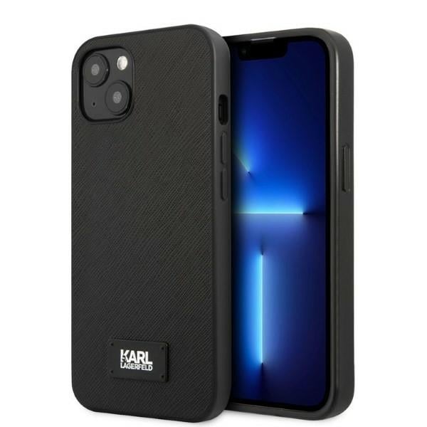 Karl Lagerfeld Saffiano Plaque Back Cover Δερματίνης Μαύρο (iPhone 13 mini)