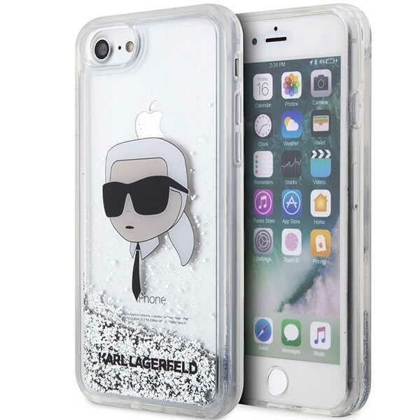 Karl Lagerfeld Glitter Karl Head Back Cover Πλαστικό / Σιλικόνης Ασημί (iPhone 8/7)