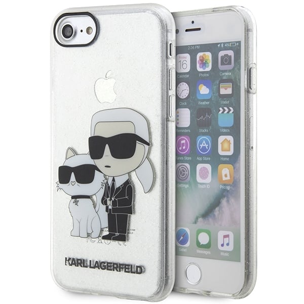 Karl Lagerfeld Glitter Karl Choupette Back Cover Σιλικόνης Διάφανο (iPhone SE 2022/2020)