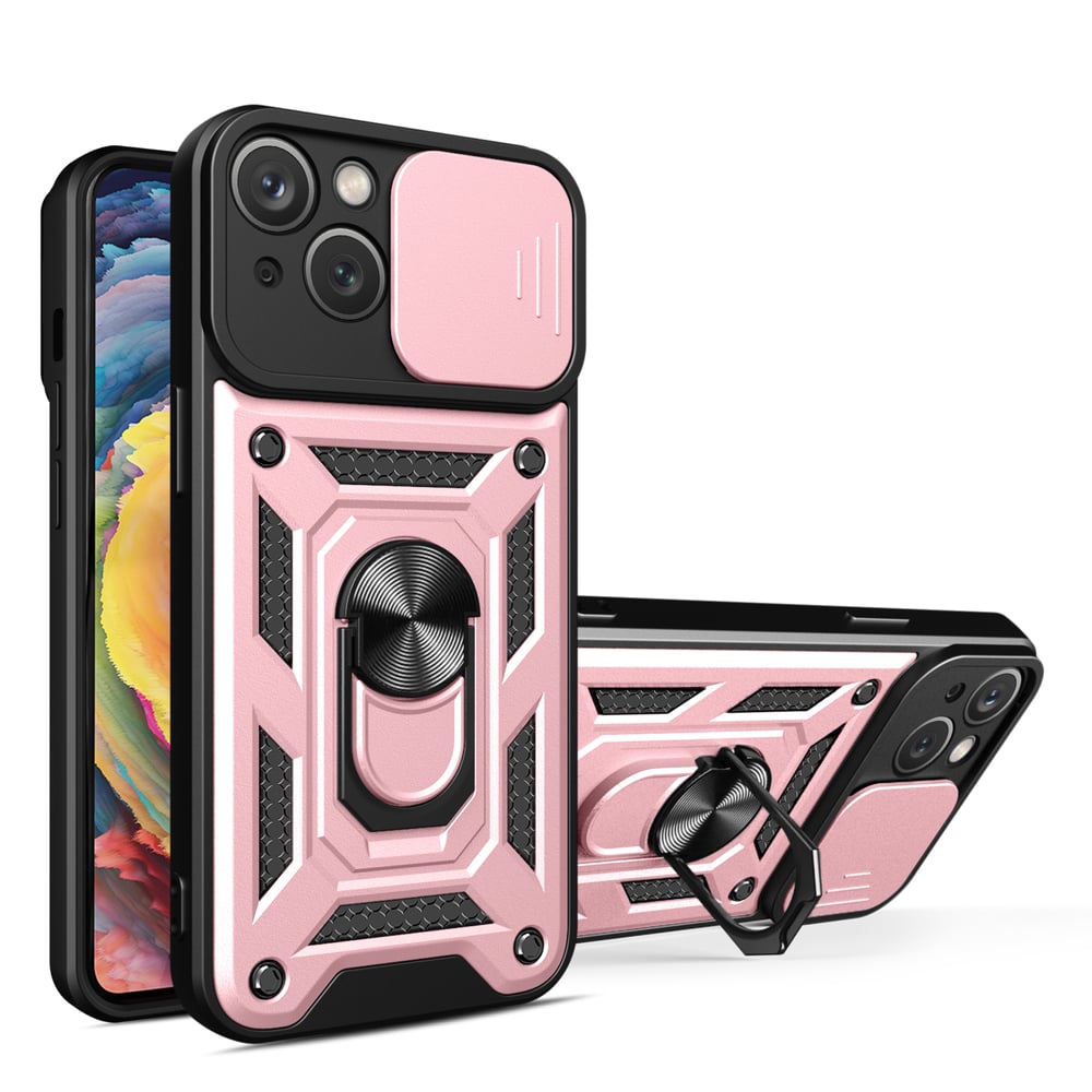 Hybrid Back Cover Tempered Glass / Σιλικόνης / Πλαστικό Ροζ (iPhone 15 Plus)