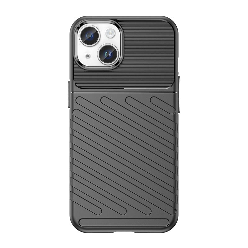 Armored Back Cover Tempered Glass / Σιλικόνης Μαύρο (iPhone 15 Plus)