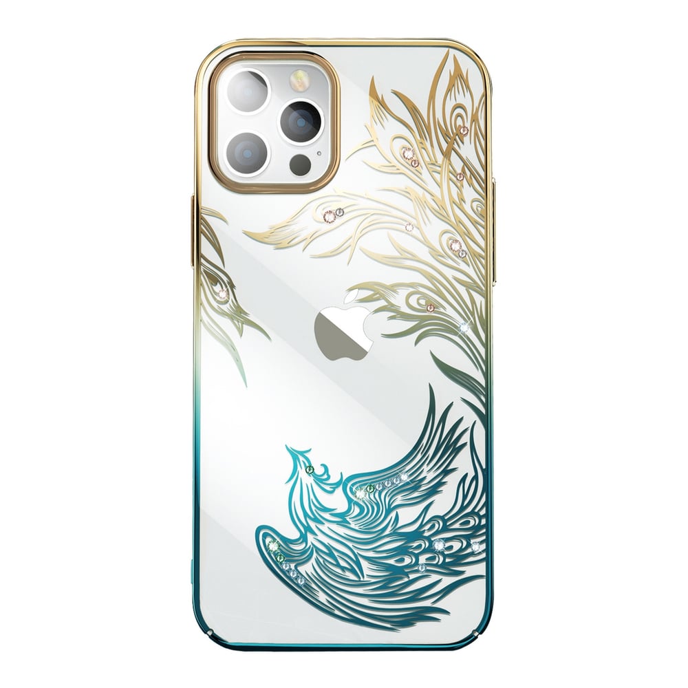 Luxury Kingxbar Phoenix Crystals Back Cover Μεταλλικό Σετ με Τζαμάκι Χρυσό (iPhone 14 Plus)