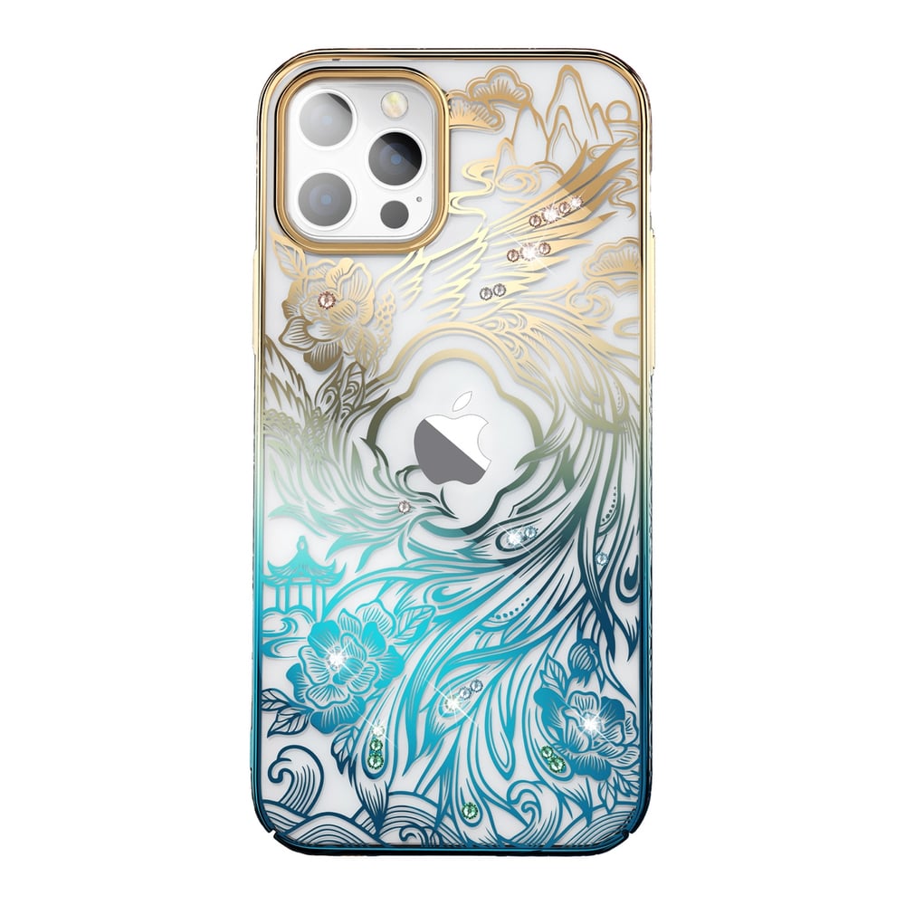 Crystals Back Cover Μεταλλικό Σετ με Τζαμάκι Χρυσό (iPhone 14 Plus)
