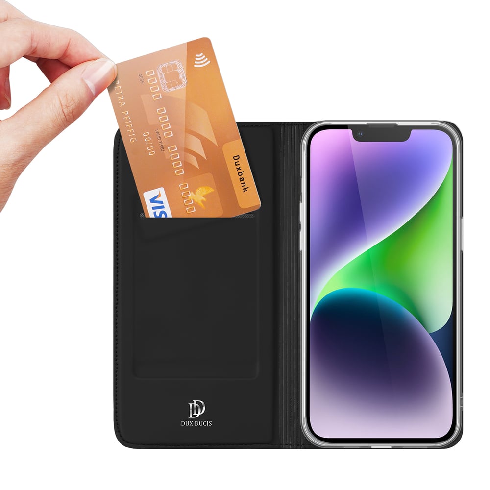 Dux Ducis Skin Pro Wallet Δερματίνης / Σιλικόνης / Δερμάτινο Μαύρο (iPhone 15 Plus)