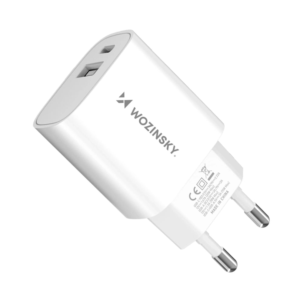 Wozinsky Φορτιστής Χωρίς Καλώδιο με Θύρα USB-A και Θύρα USB-C 20W Power Delivery / Quick Charge 2.0 Λευκός (WGWCW)