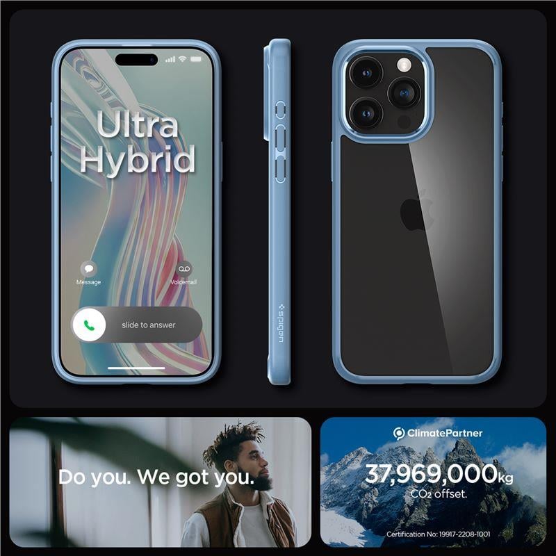 Spigen Crystal Hybrid Back Cover Πλαστικό / Σιλικόνης Sierra Blue (iPhone 15 Pro Max)