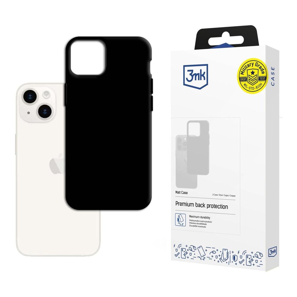 3MK Matt Back Cover Σιλικόνης / Tempered Glass Μαύρο (iPhone 15)
