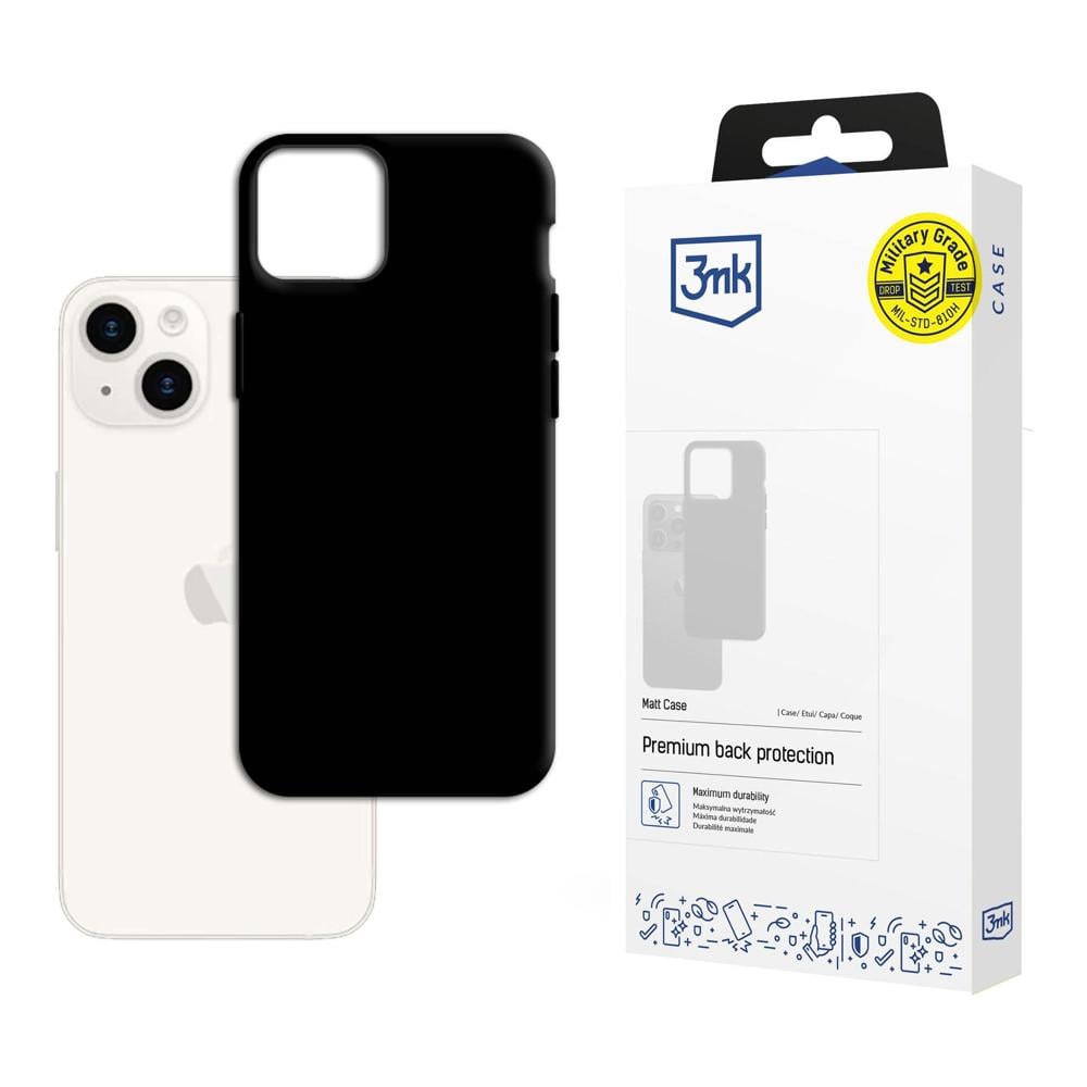 3MK Matt Back Cover Σιλικόνης / Tempered Glass Μαύρο (iPhone 15 Plus)