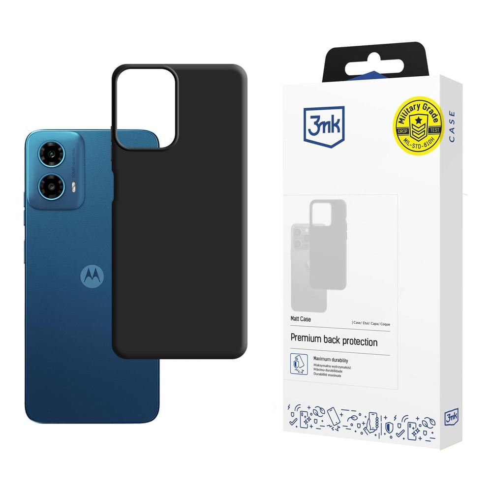 3MK Matt Back Cover Tempered Glass / Σιλικόνης 1.2mm Μαύρο (Motorola Moto G34 5G)