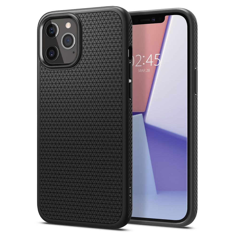 Spigen Liquid Air Back Cover Σιλικόνης Μαύρο (iPhone 12 / 12 Pro)
