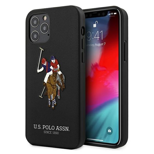 U.S. Polo Assn. Embroidery Collection Back Cover Δερματίνης Μαύρο (iPhone 12 / 12 Pro)