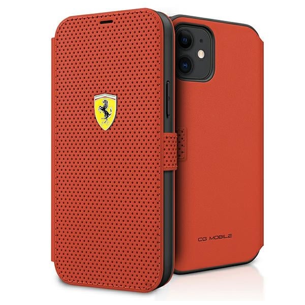 Ferrari On Track Perforated Book Δερμάτινο Κόκκινο (iPhone 12 mini)