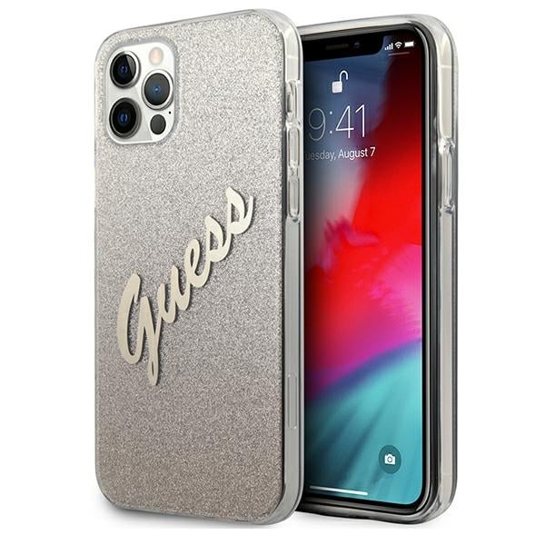 Guess Glitter Gradient Script Back Cover Πλαστικό Χρυσό (iPhone 12 Pro Max)